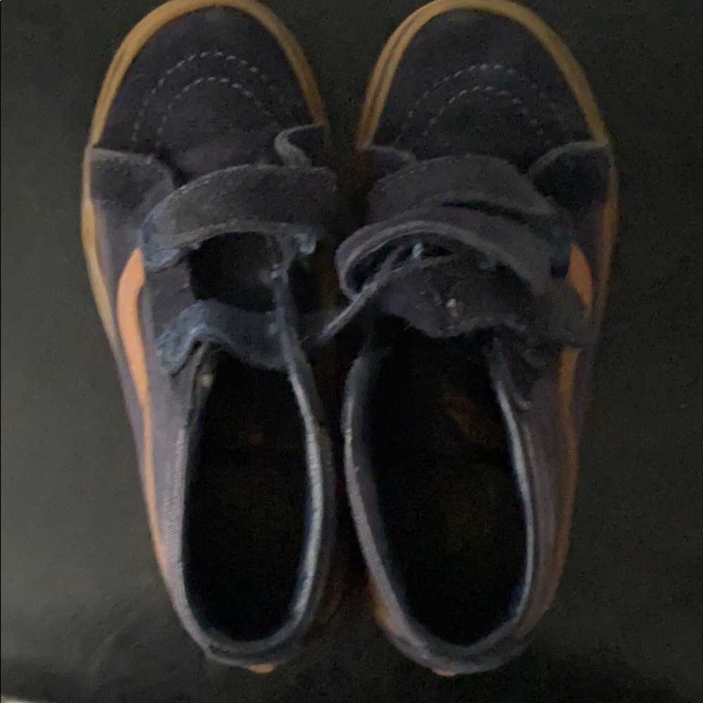 Blue and Tan Velcro Vans